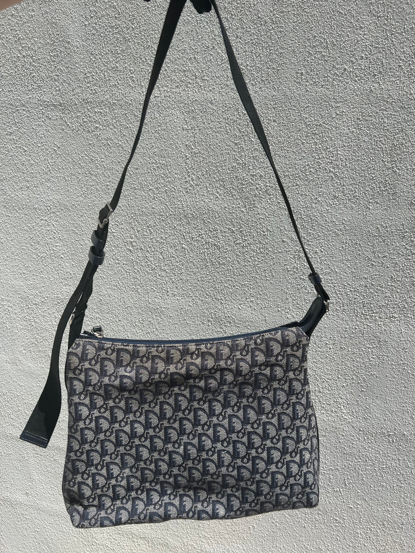 Pre-loved Dior Vintage Trotter Shoulder Messenger Bag Navy