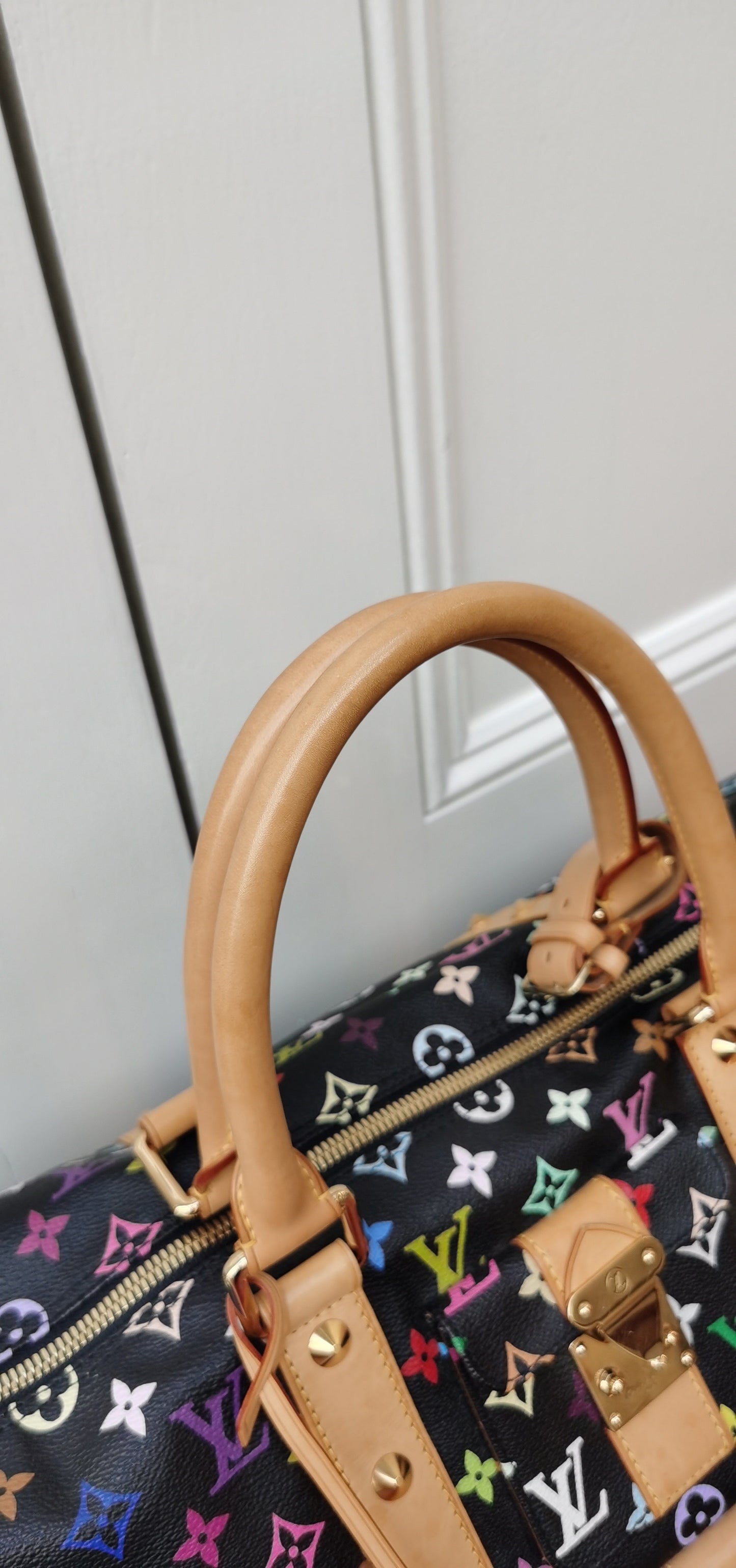 Pre-loved Louis Vuitton 2003 Black Monogram Multicolor keepall 45 Handbag Travelbag
