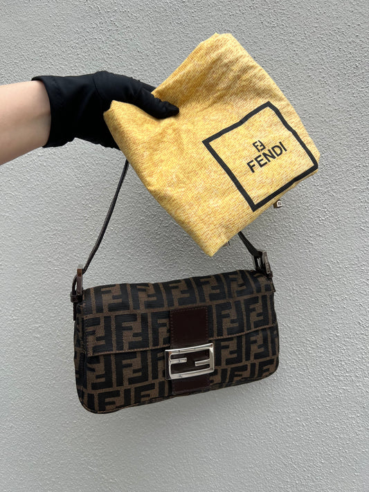 Pre-loved Fendi Vintage Zucca Baguette Handbag
