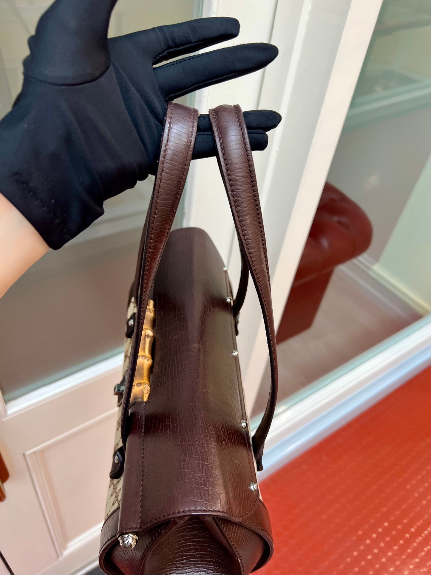 Pre-loved Gucci by Tom Ford Brown Bullet Bag Bamboo Lock Flap S/S 2003