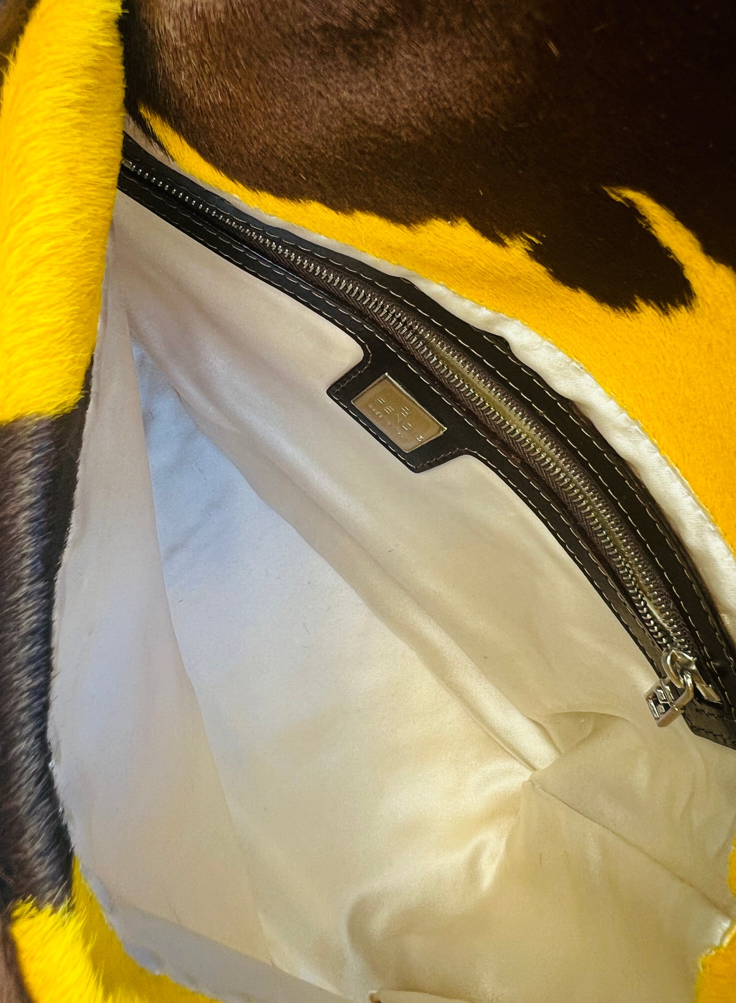 Pre-loved Fendi Ponyhair Cow Priny Mamma Baguette Handbag