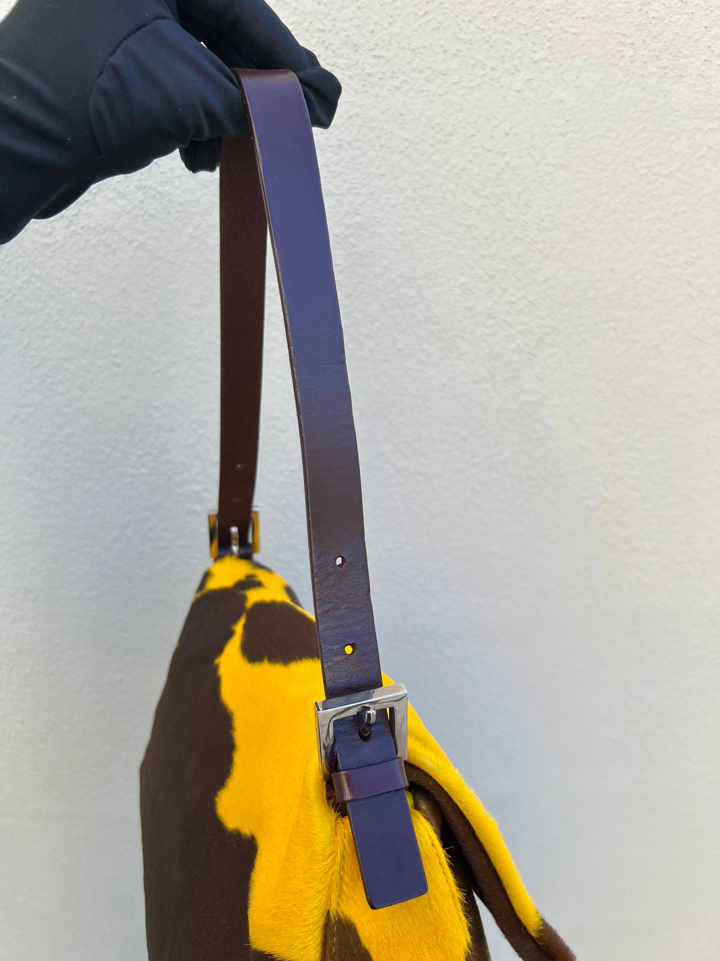 Pre-loved Fendi Ponyhair Cow Priny Mamma Baguette Handbag