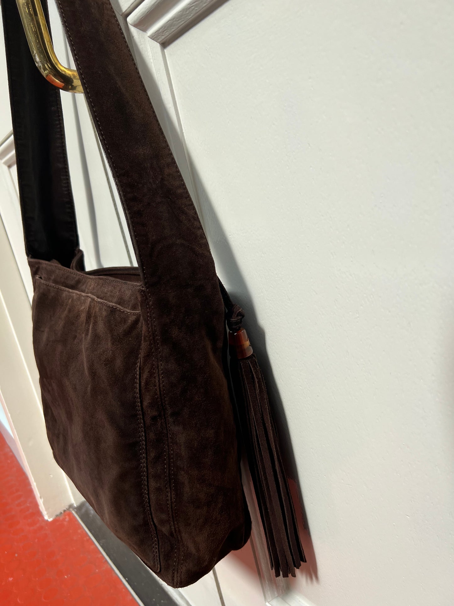 Pre-loved Chanel Vintage Brown Suede Tassel CC Shoulder Bag