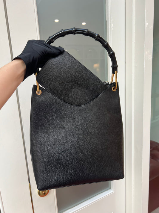Gucci Bamboo Handle Hobo Handbag Black 2000s