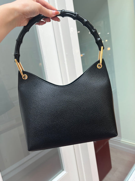 Gucci Bamboo Handle Hobo Handbag Black