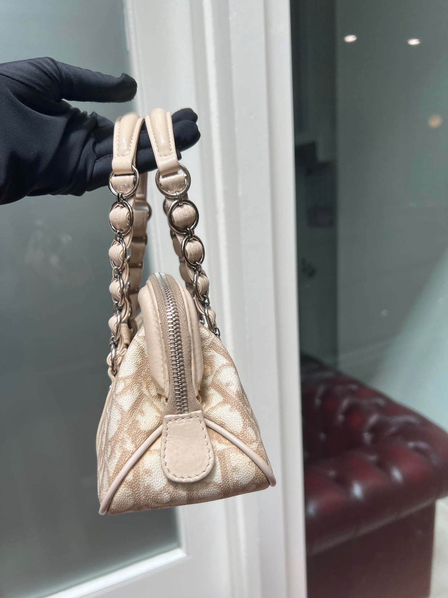 Pre-loved Dior Beige/White Coated Canvas Diorissimo Romantique Trotter Satchel 2008