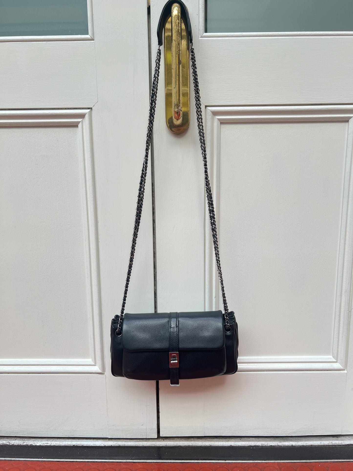Pre-loved Chanel 2.55 Black Caviar Leather Shoulder & Crossbody Bag