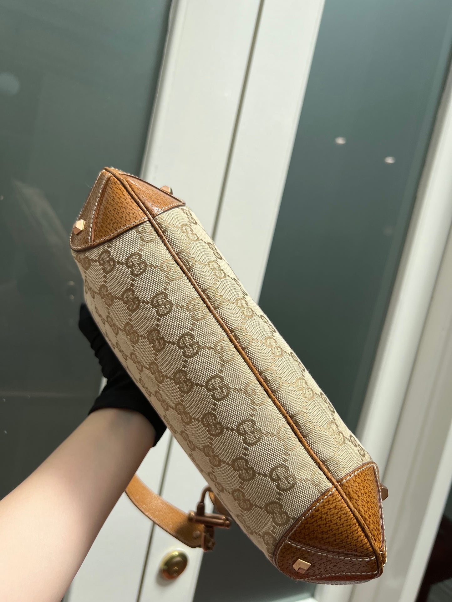 Pre-Loved Gucci Gg Canvas Nailhead Jackie Shoulder Bag