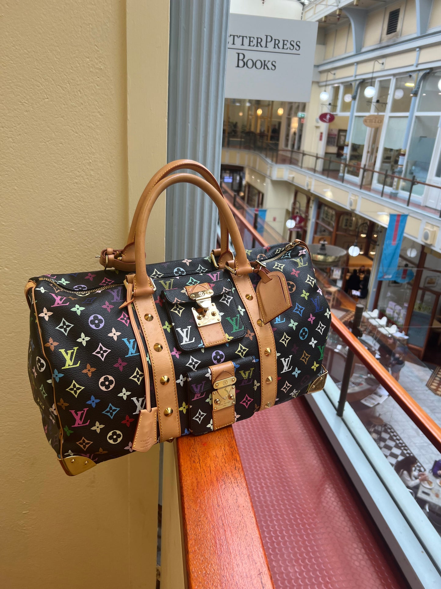 Pre-loved Louis Vuitton 2003 Black Monogram Multicolor keepall 45 Handbag Travelbag