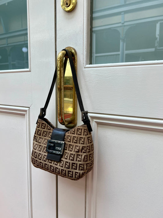 Pre-loved Vintage Fendi Mini Zucchino Hobo Croissant Bag Brown