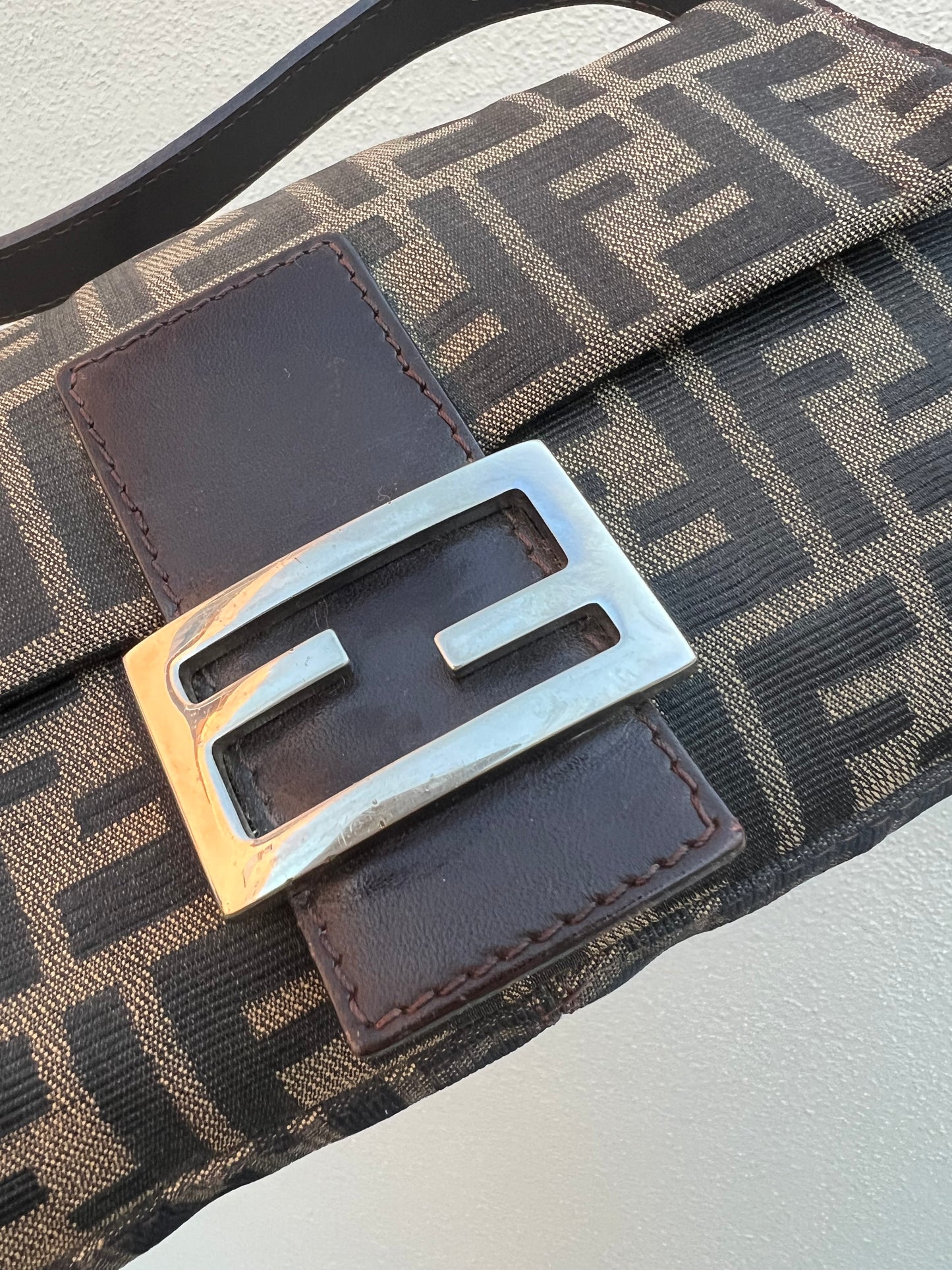 Pre-loved Fendi Vintage Zucca Baguette Handbag
