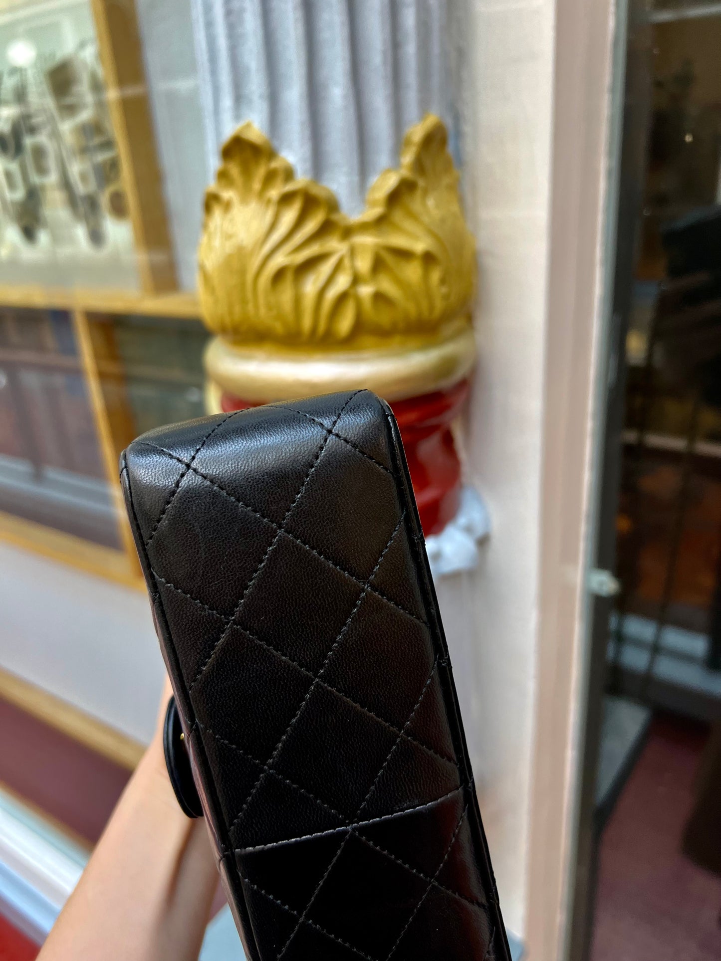Pre-loved Chanel Vintage Mini Classic Flat 20cm Lambskin Shoulder Bag 90s