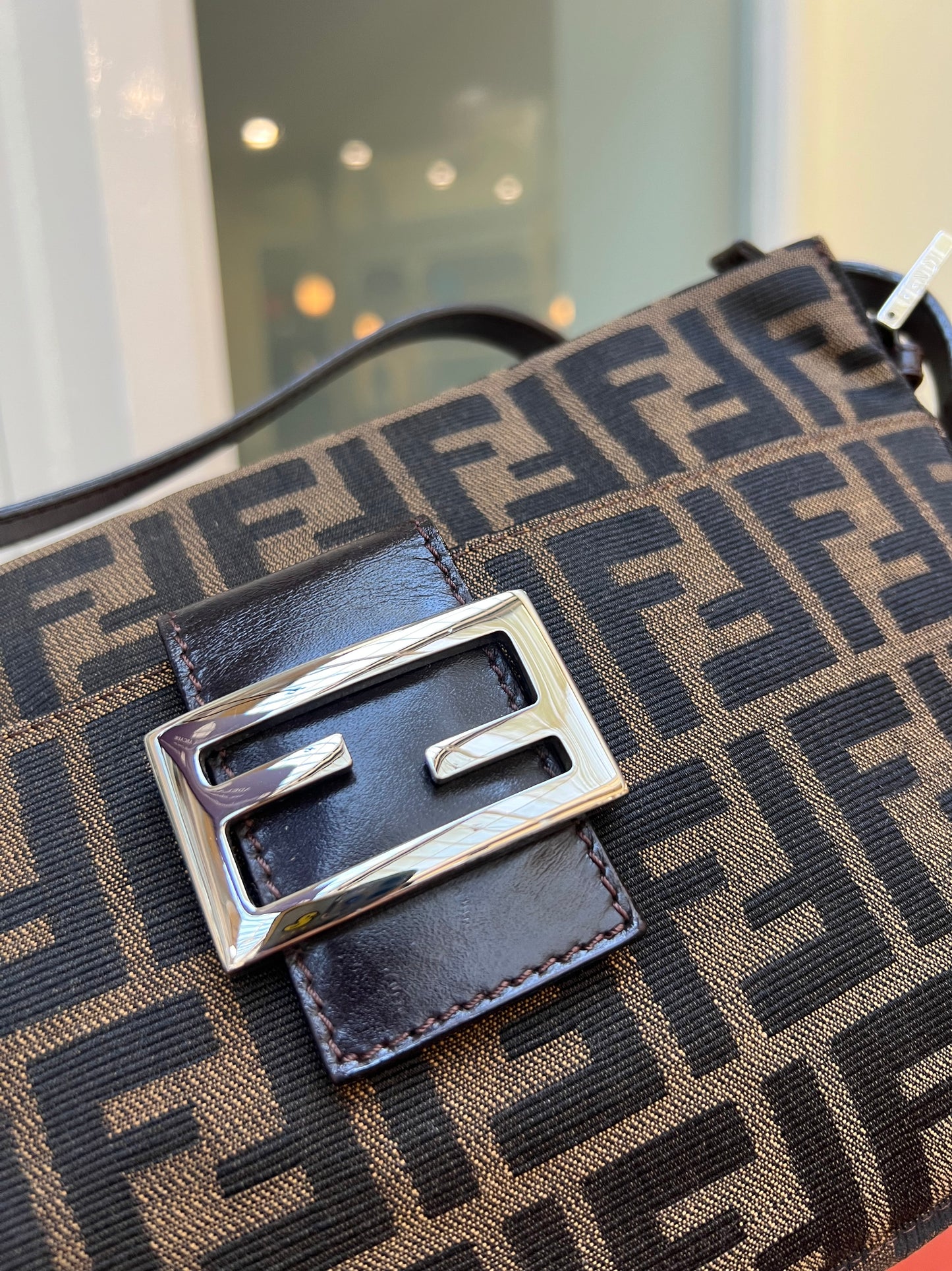 Pre-loved Fendi Zucca FF Mamma Forever Baguette Flap