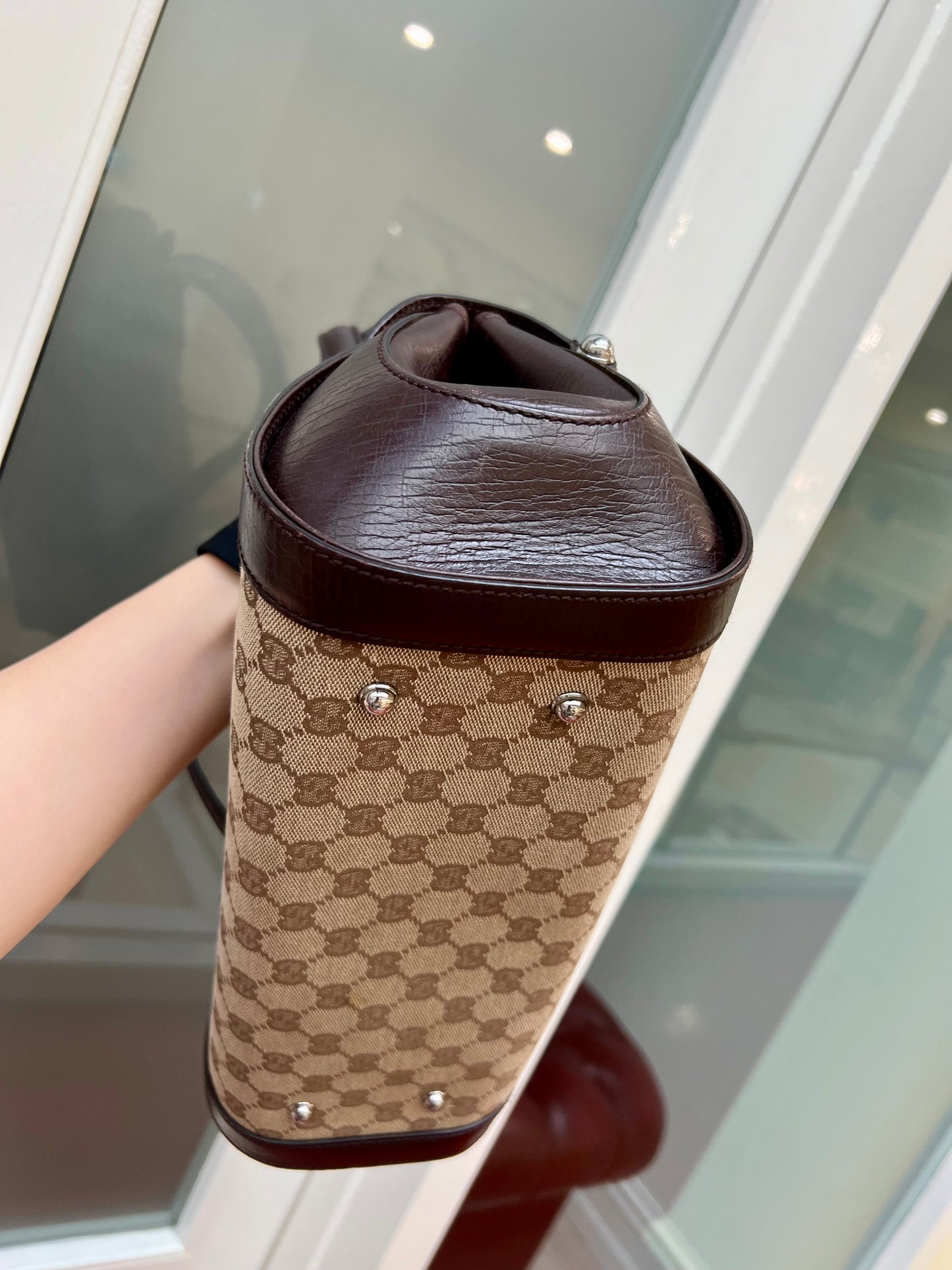 Pre-loved Gucci by Tom Ford Brown Bullet Bag Bamboo Lock Flap S/S 2003