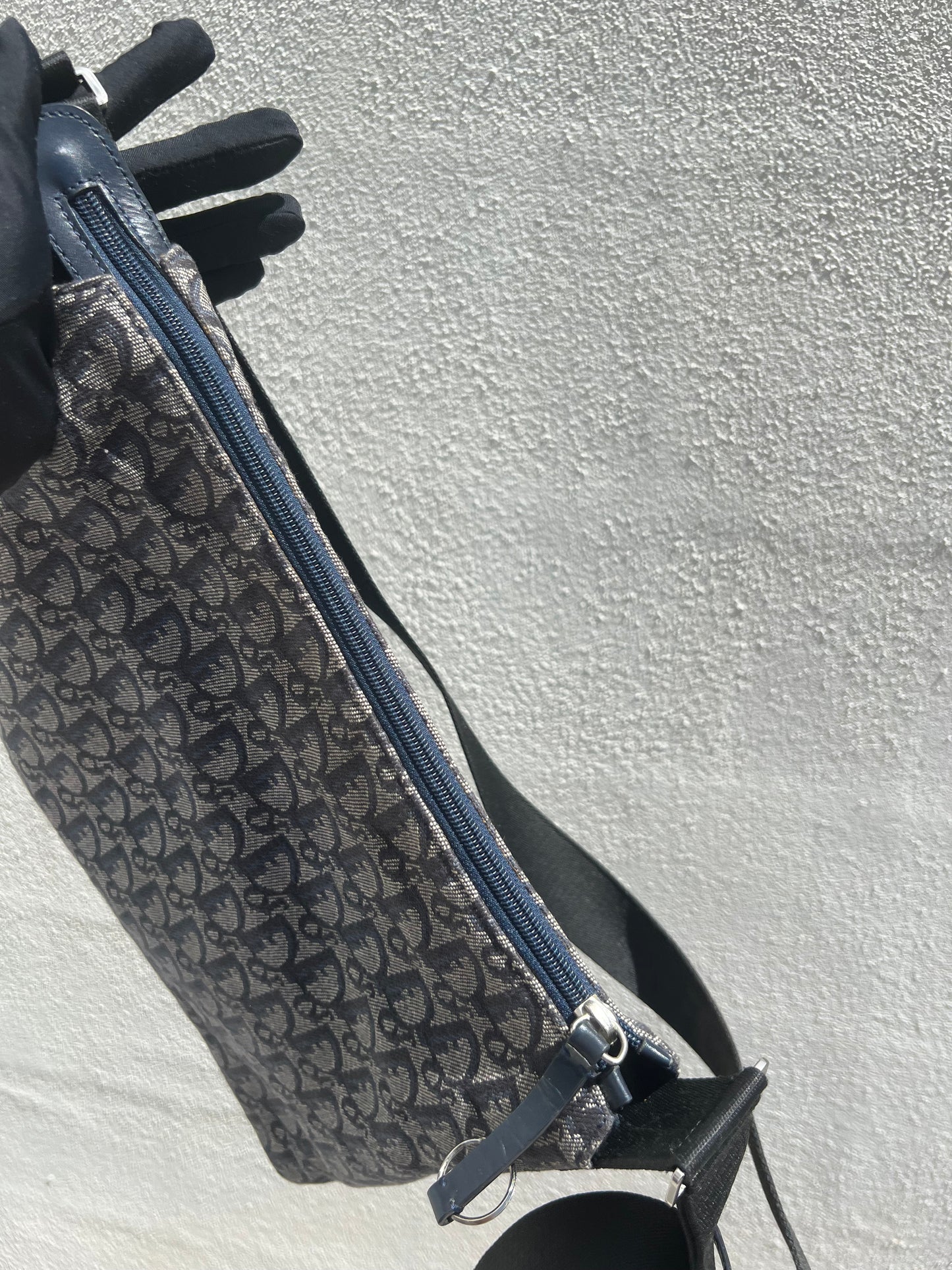 Pre-loved Dior Vintage Trotter Shoulder Messenger Bag Navy