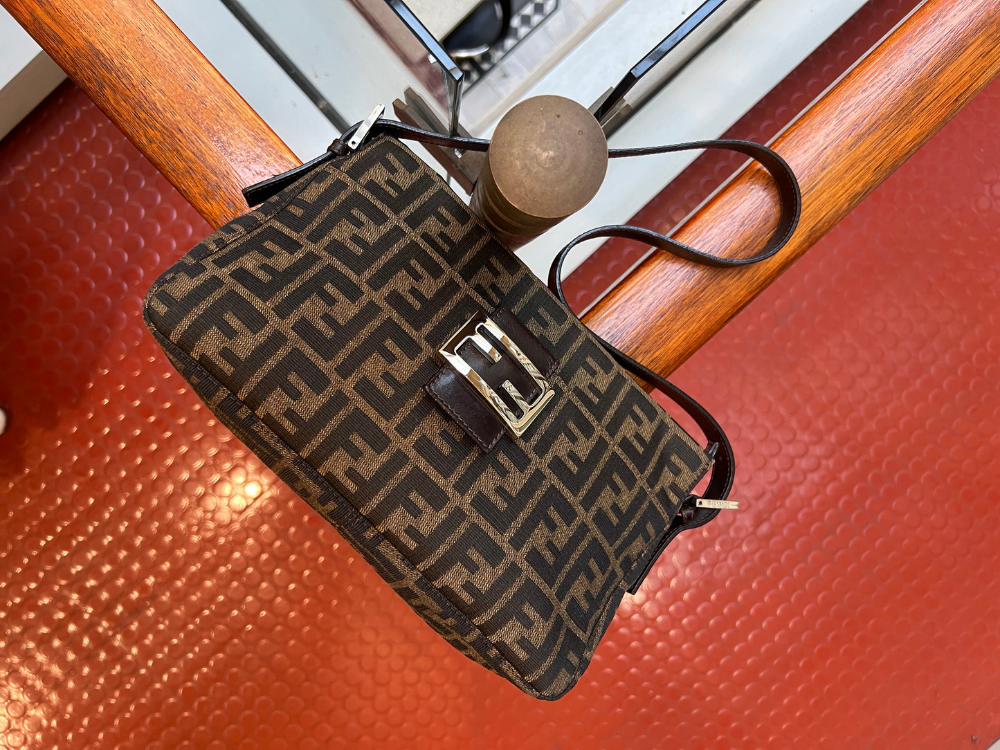 Pre-loved Fendi Zucca FF Mamma Forever Baguette Flap