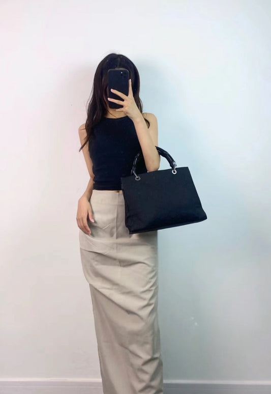Pre-loved Gucci Vintage Bamboo Tote Black