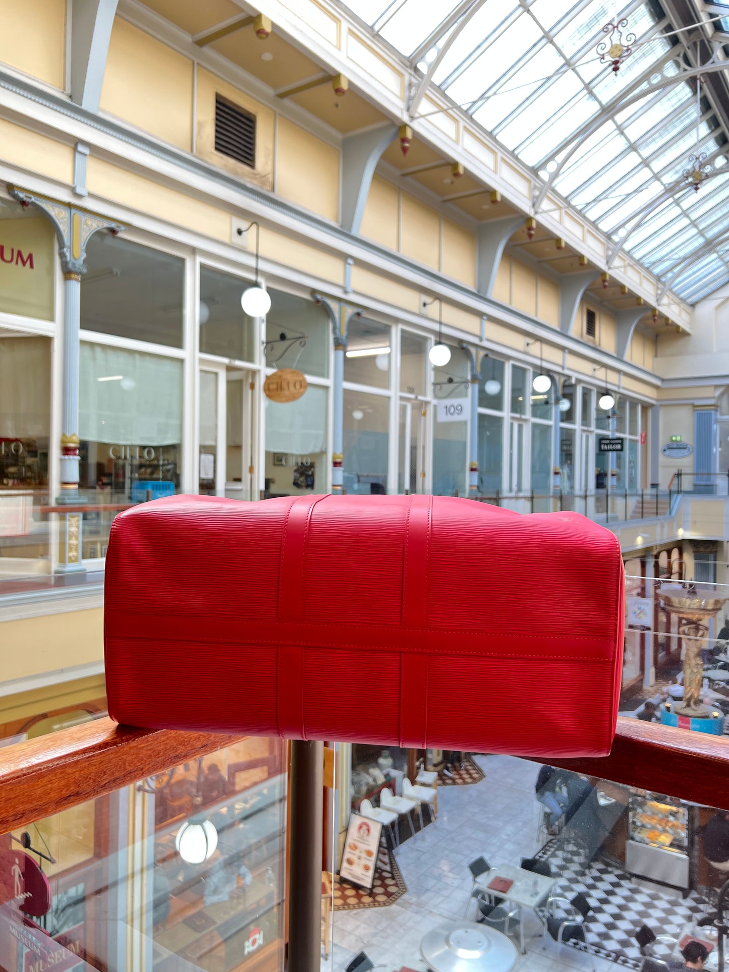 Pre-loved Louis Vuitton Keepall Leather 45 Travel Bag Red Epi Leather