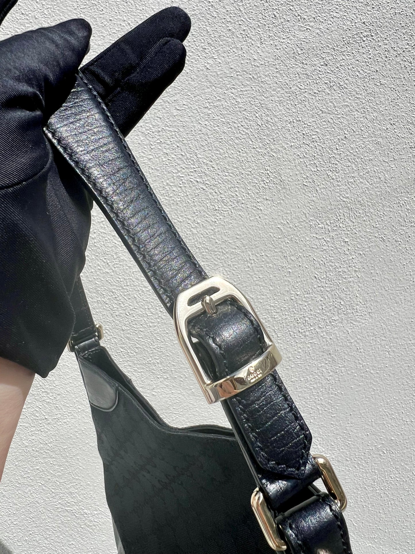 Pre-loved Gucci Horsebit Hasler Hobo Shoulder bag Black