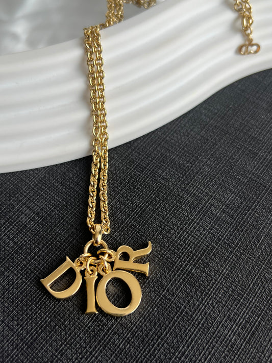 Pre-loved Dior Vintage Logo Charm Pendant Necklace
