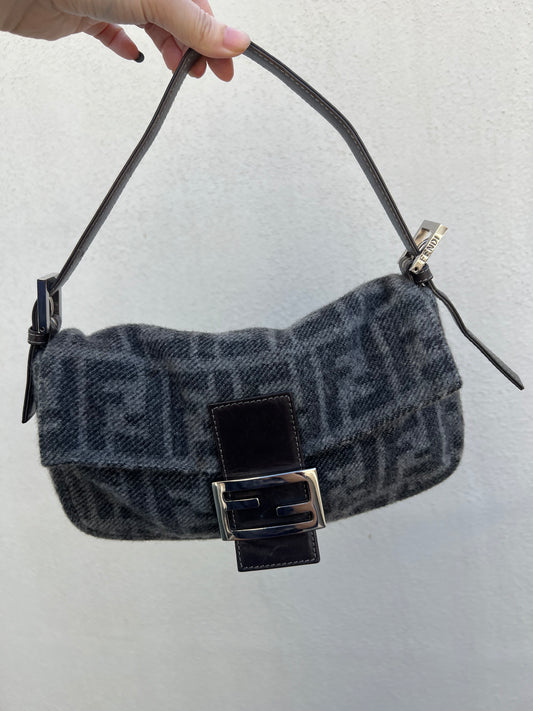 Pre-loved Fendi Vintage wool Baguette Handbag