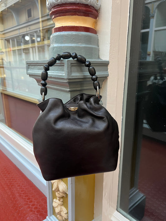 Pre-loved Christian Dior 2000 Maris Pearl Handbag Black Brown
