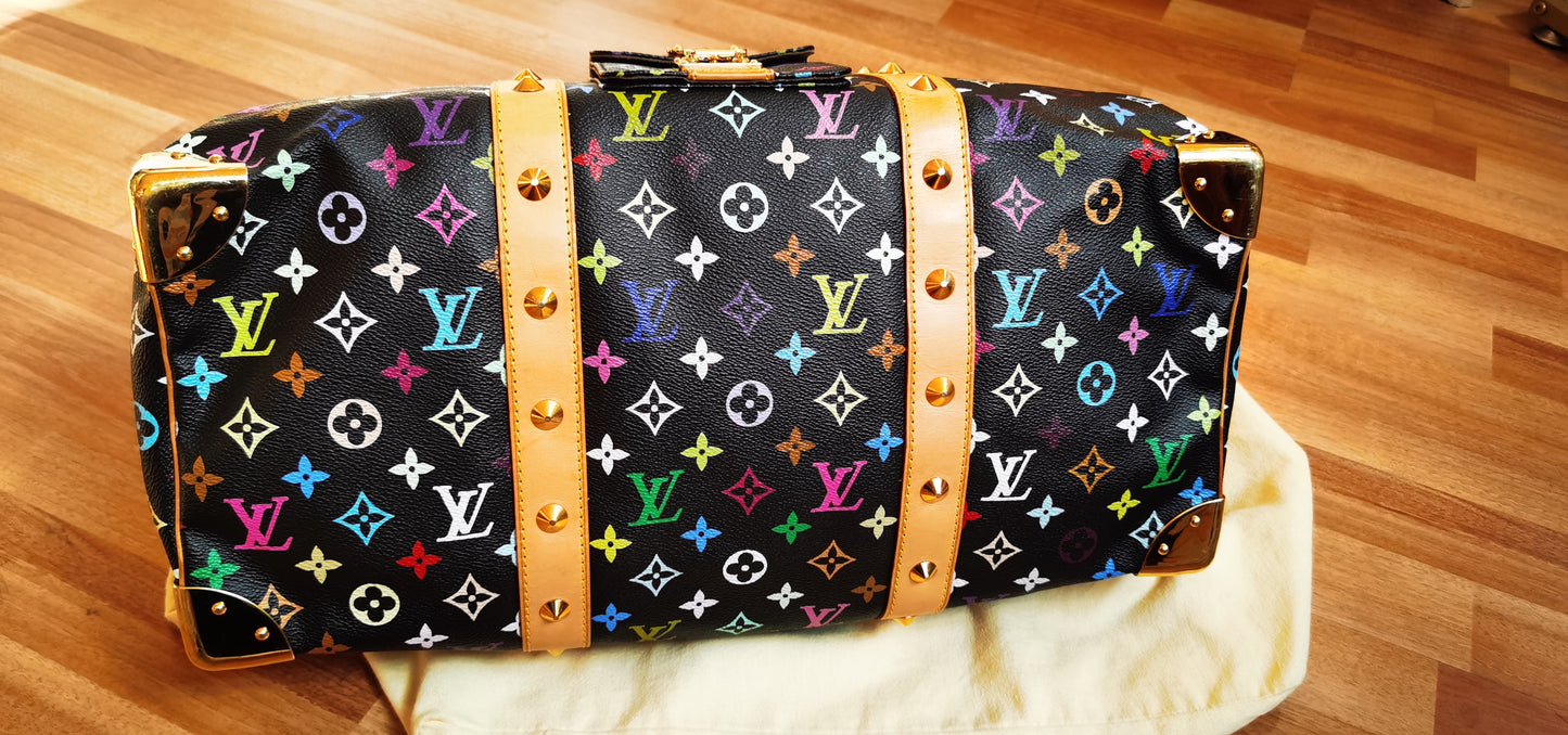 Pre-loved Louis Vuitton 2003 Black Monogram Multicolor keepall 45 Handbag Travelbag