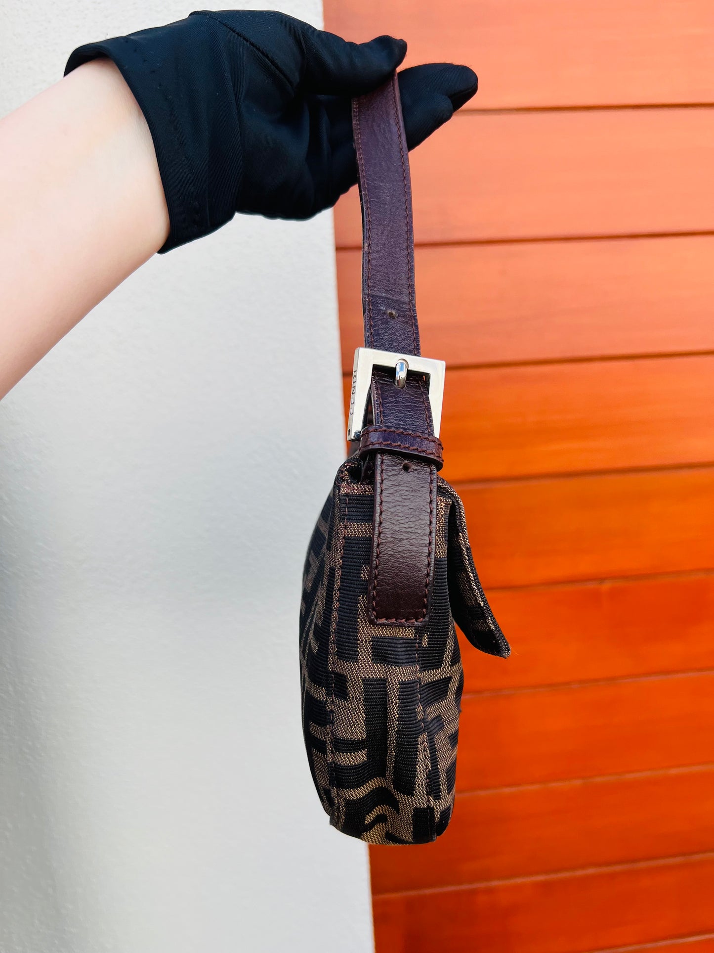 Pre-loved Fendi Vintage Zucca Baguette Handbag