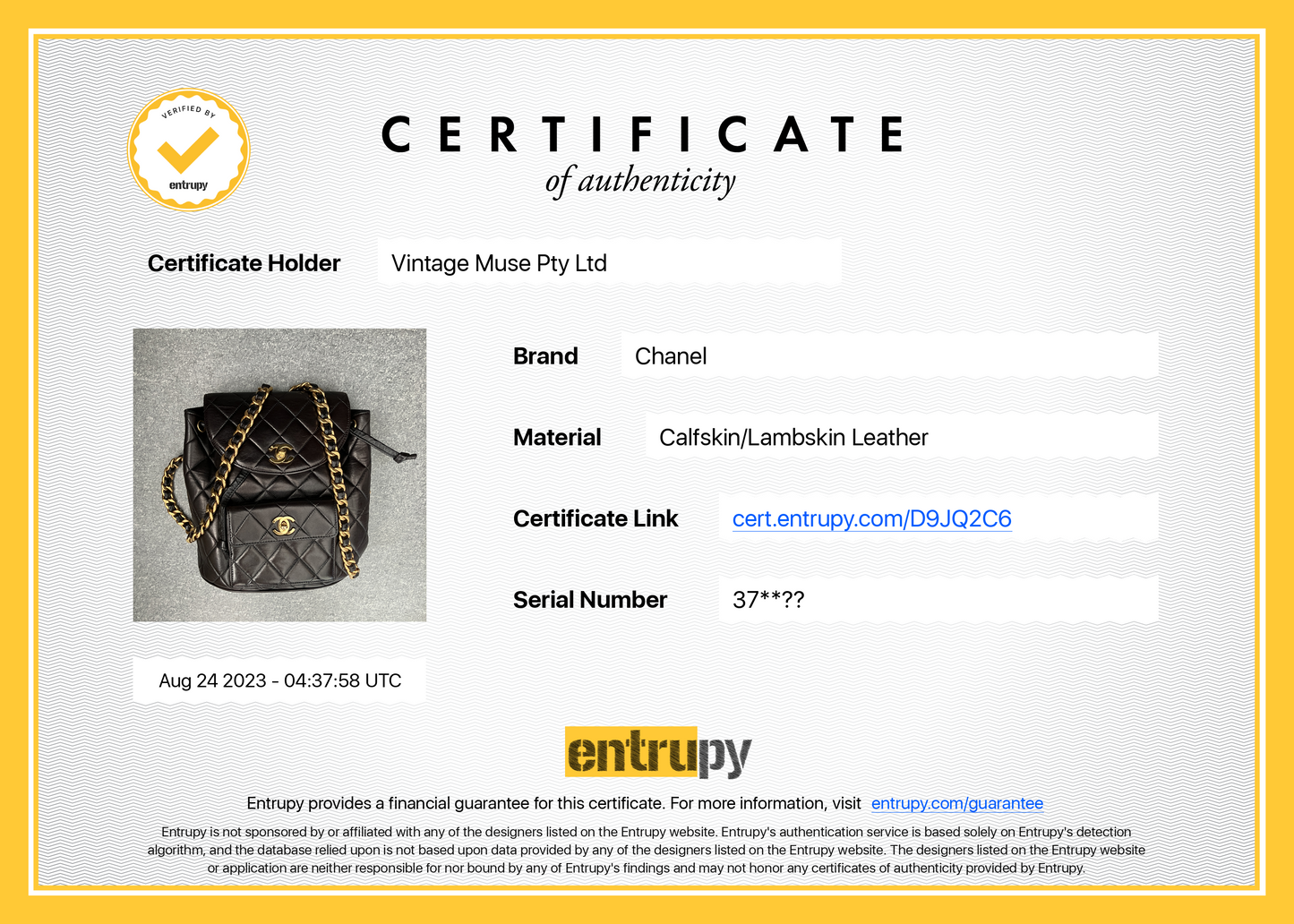 Pre-loved Chanel Vintage Black Lambskin Duma Backpack