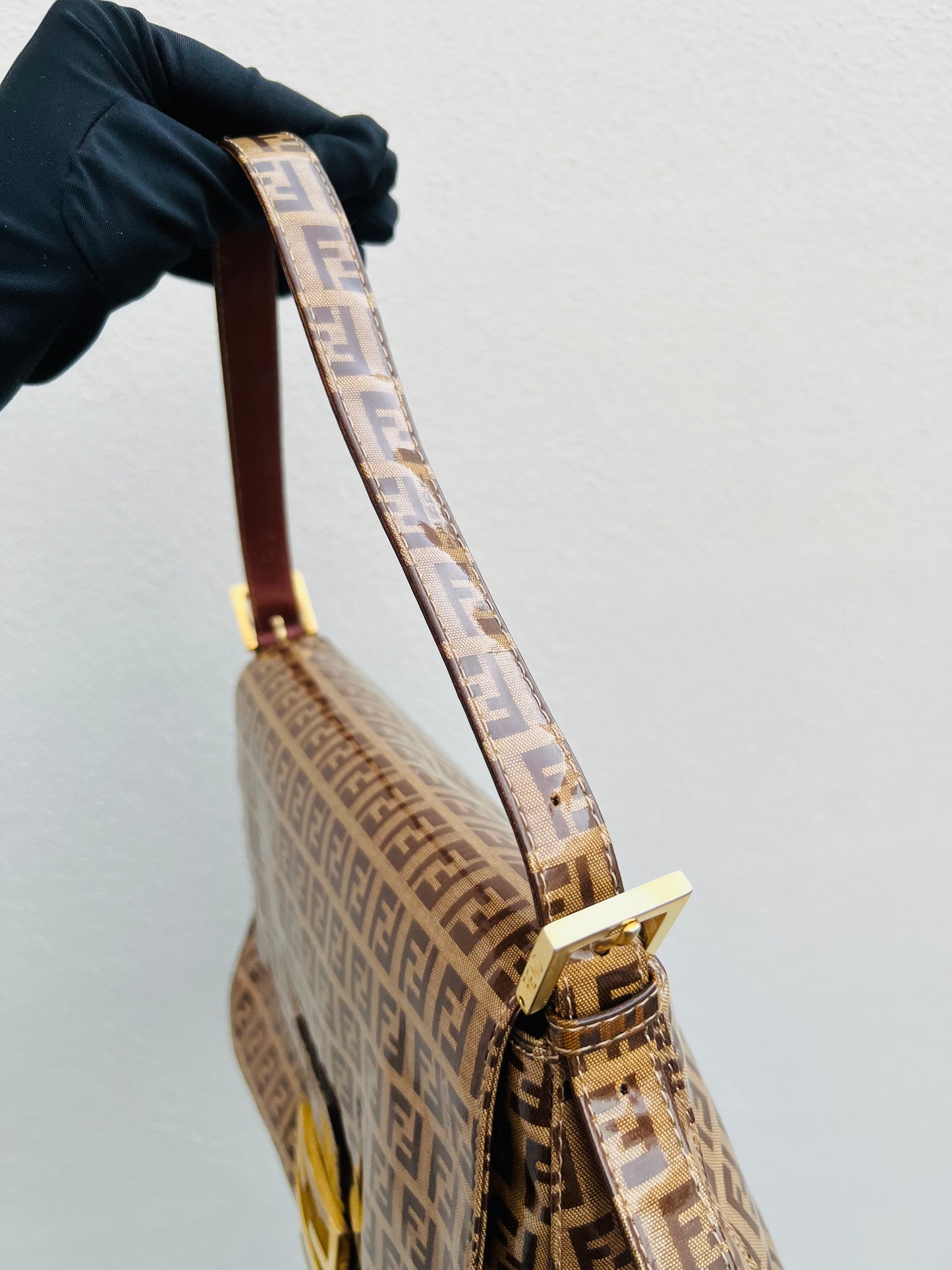Pre-loved Fendi Vintage Crystal Zucchino Mamma Baguette Handbag