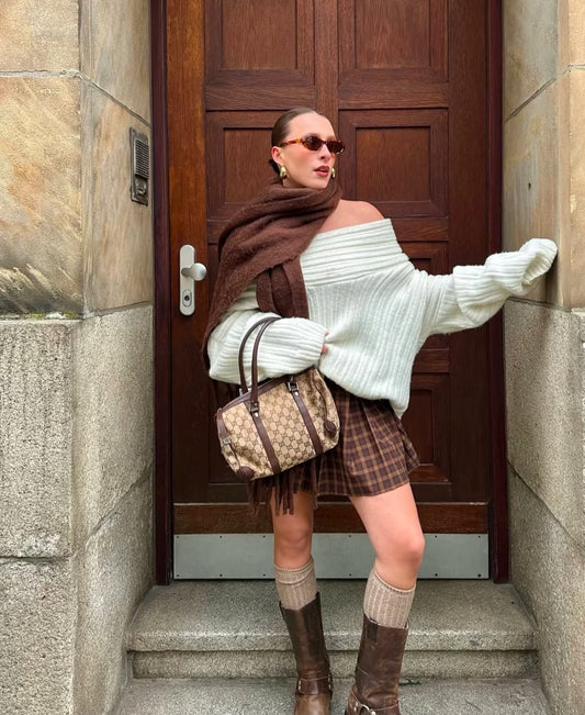 Pre- loved Gucci Beige/Brown GG Canvas and Leather Boston Bag