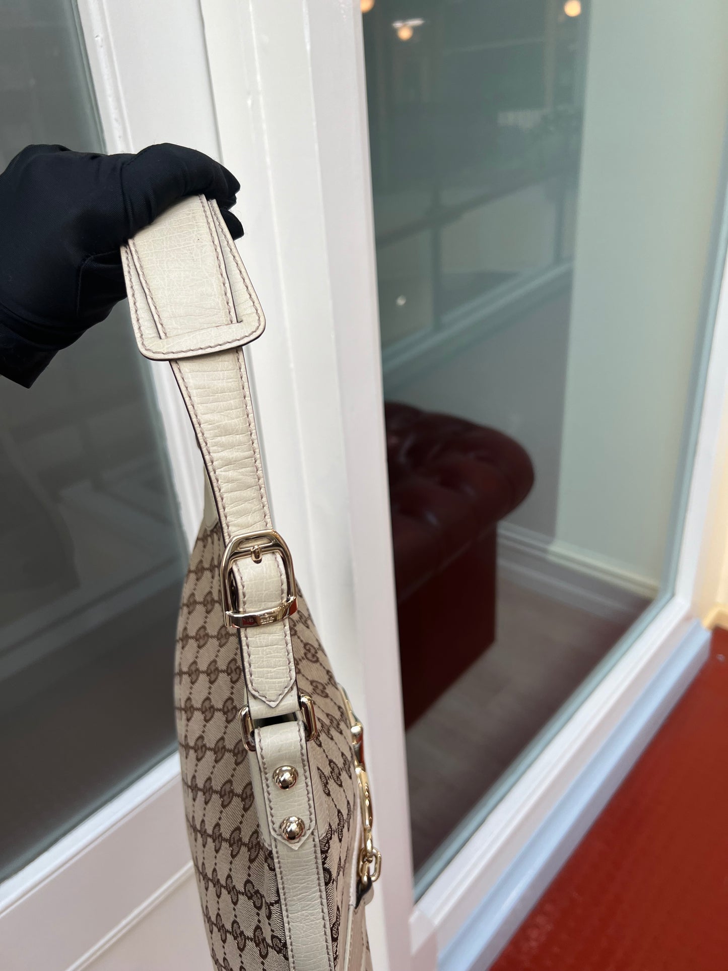 Pre-loved Gucci Hobo Horsebit Monogramm GG Shoulder bag