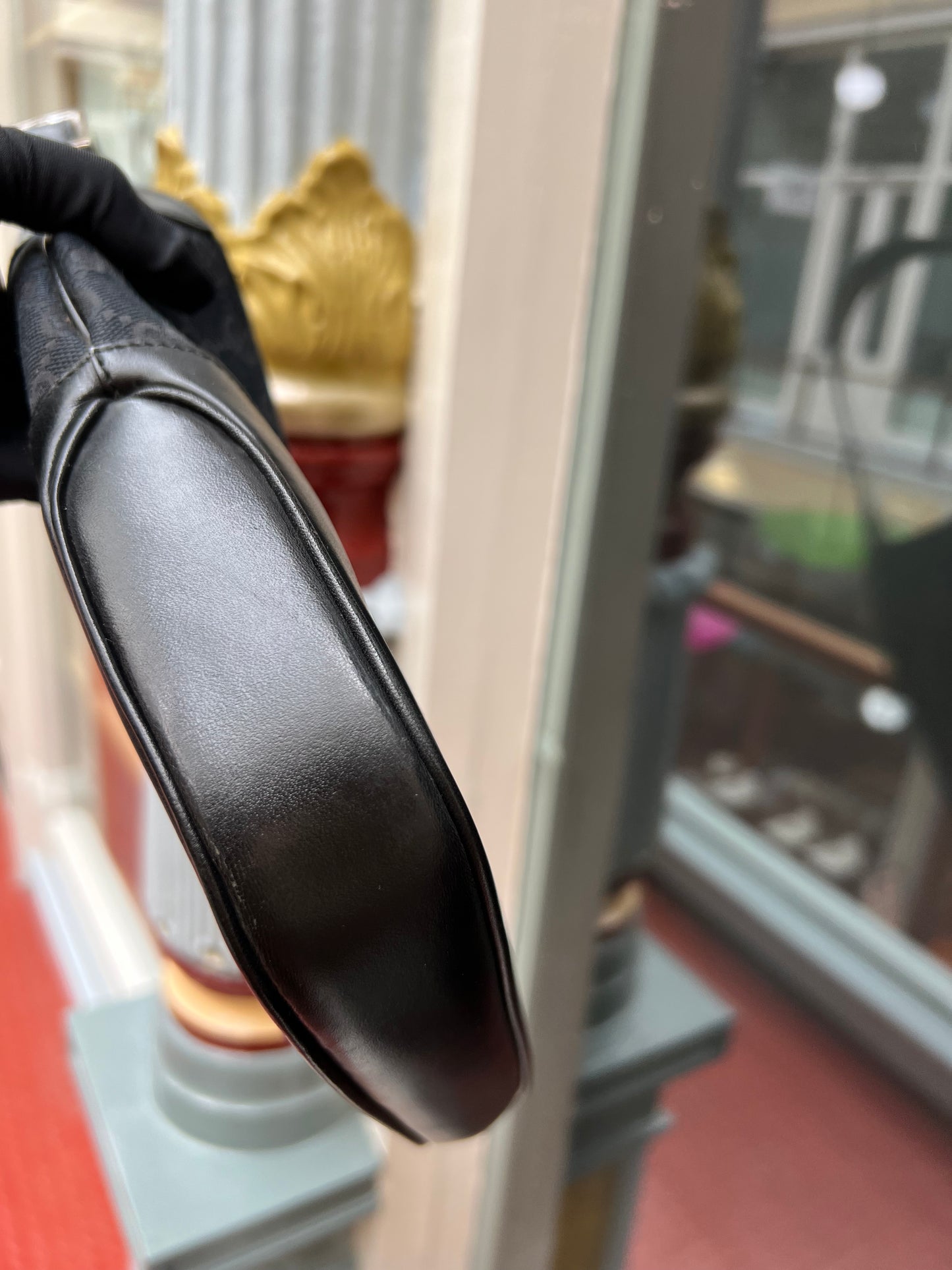 Pre-loved Gucci Black GG Canvas and Leather Jackie O Hobo
