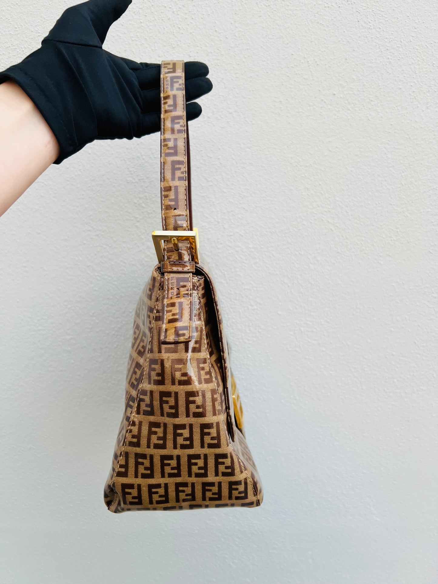 Pre-loved Fendi Vintage Crystal Zucchino Mamma Baguette Handbag