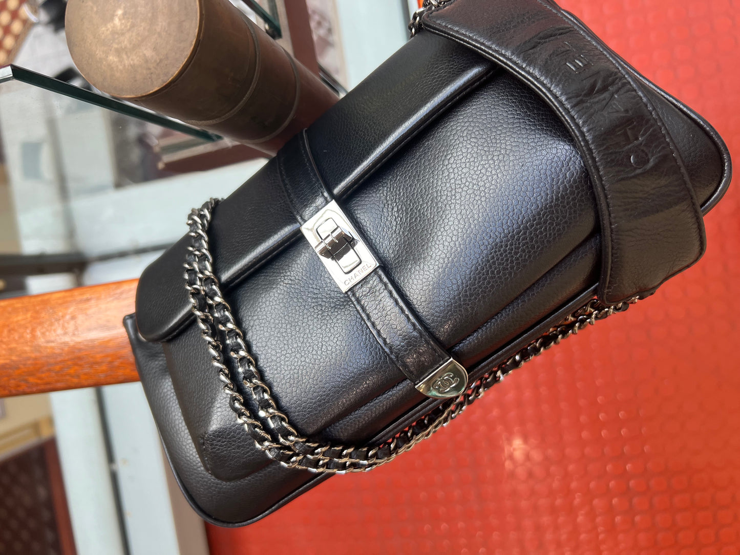Pre-loved Chanel 2.55 Black Caviar Leather Shoulder & Crossbody Bag