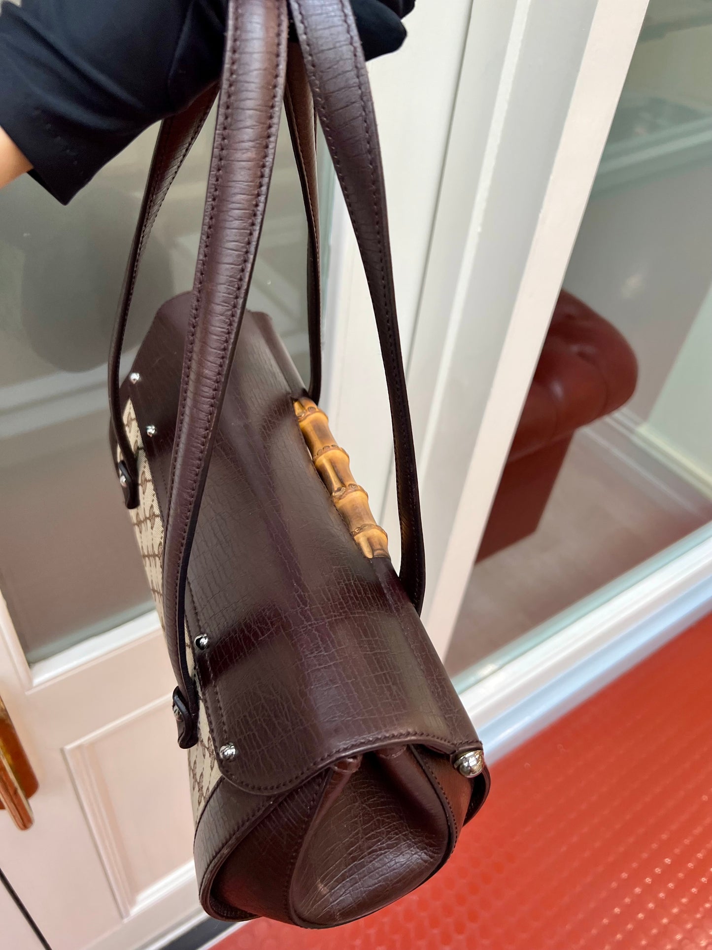 Pre-loved Gucci by Tom Ford Brown Bullet Bag Bamboo Lock Flap S/S 2003