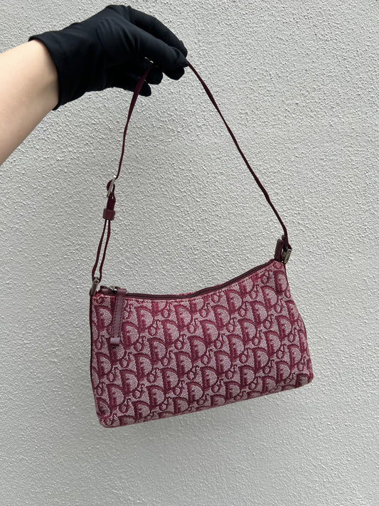 Pre-loved Christian Dior vintage Trotter Shoulder Bag Berry