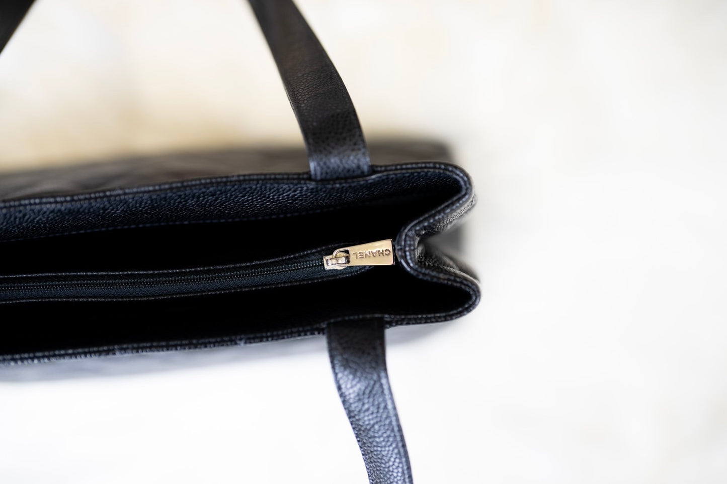 Pre-loved Chanel Vintage Black Caviar Tote Bag Silver Hardware