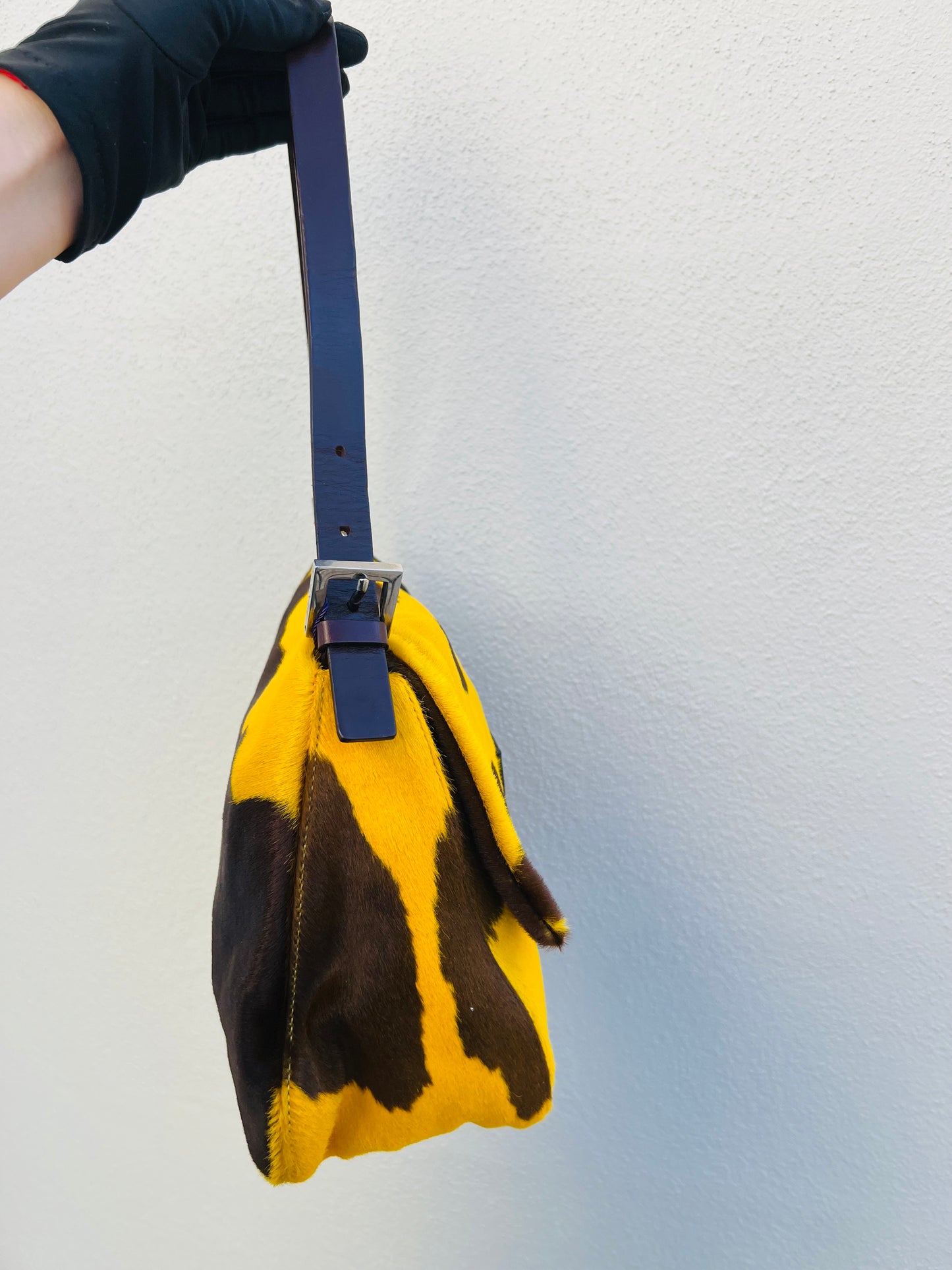Pre-loved Fendi Ponyhair Cow Priny Mamma Baguette Handbag