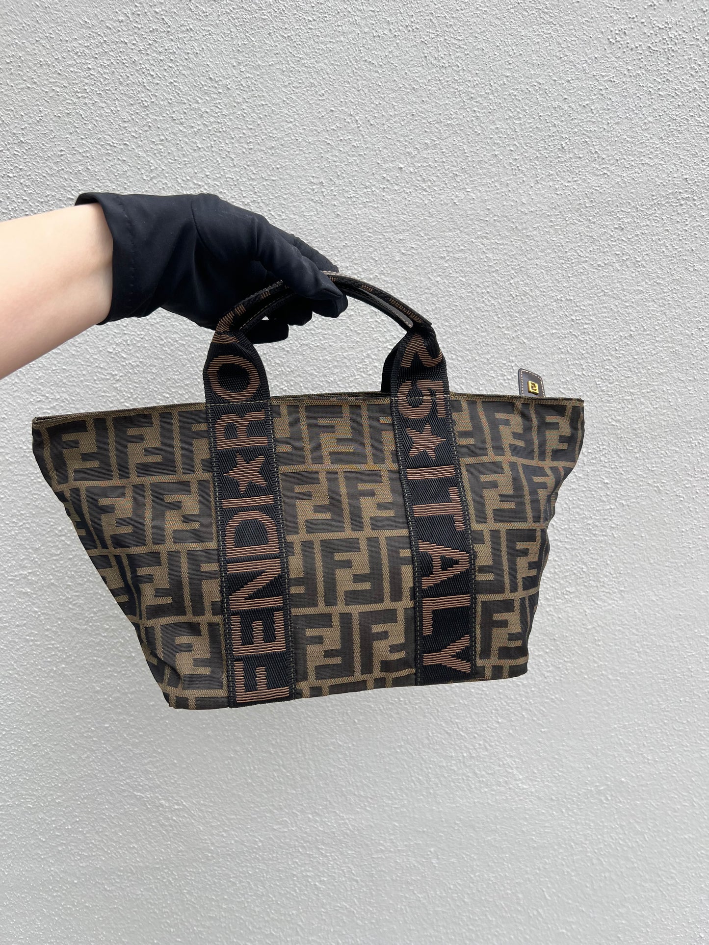 Pre-loved FENDI Zucca Canvas Hand Bag Brown