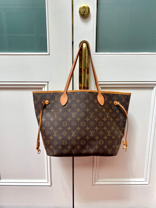 Pre-loved Louis Vuitton Neverfull Leather Tote MM Monogram