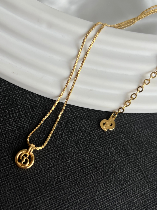 Pre-loved Christian Dior Vintage Logo-pendant Chain Necklace