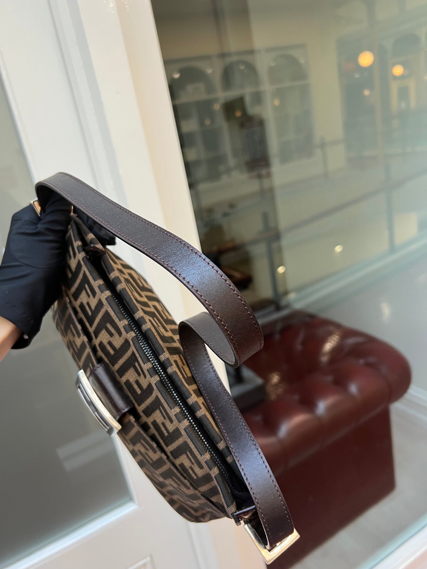 Pre-loved Fendi Zucca FF Mamma Forever Baguette Flap