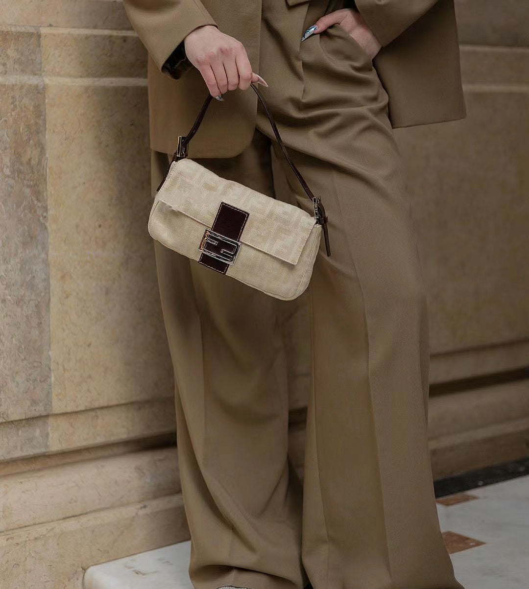 Pre-loved Fendi Zucca Baguette Handbag