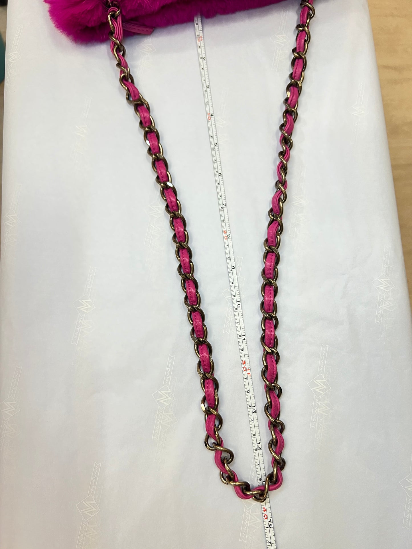 Pre-loved Chanel Fuchsia Pink Rabbit Fur Chain Shoulder Bag