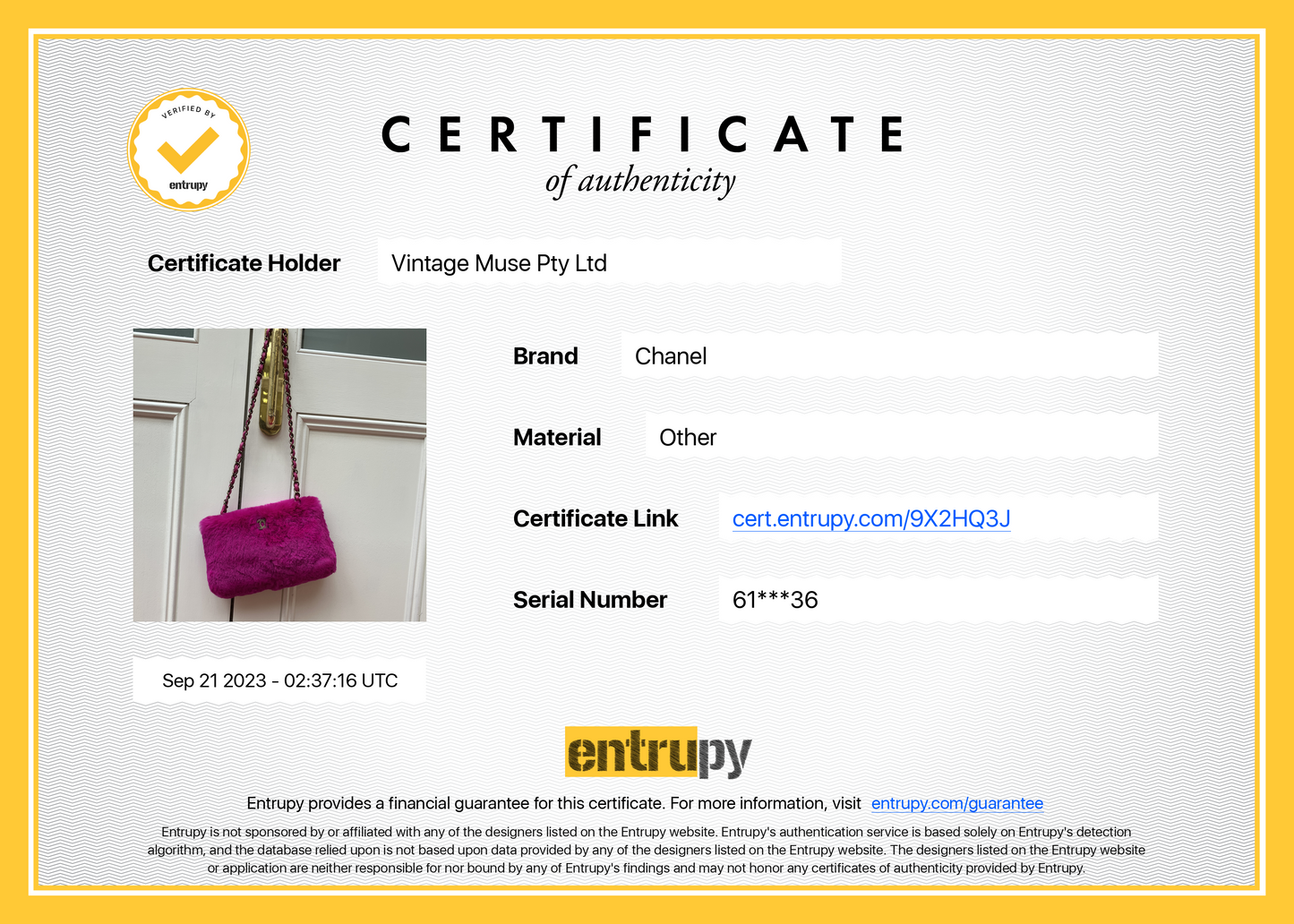 Pre-loved Chanel Fuchsia Pink Rabbit Fur Chain Shoulder Bag