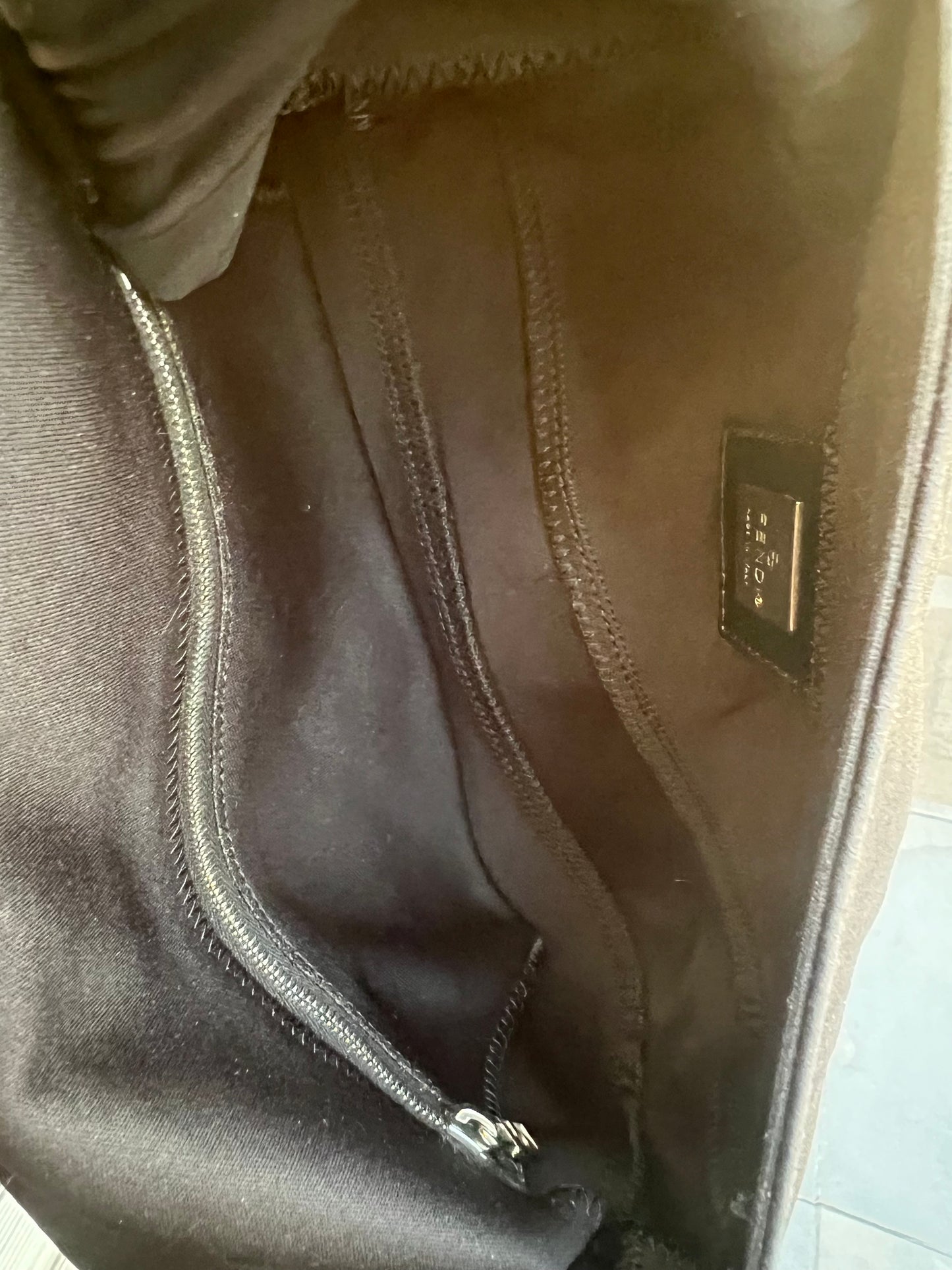 Pre-loved Fendi Vintage Nylon Baguette Shoulder Bag Black