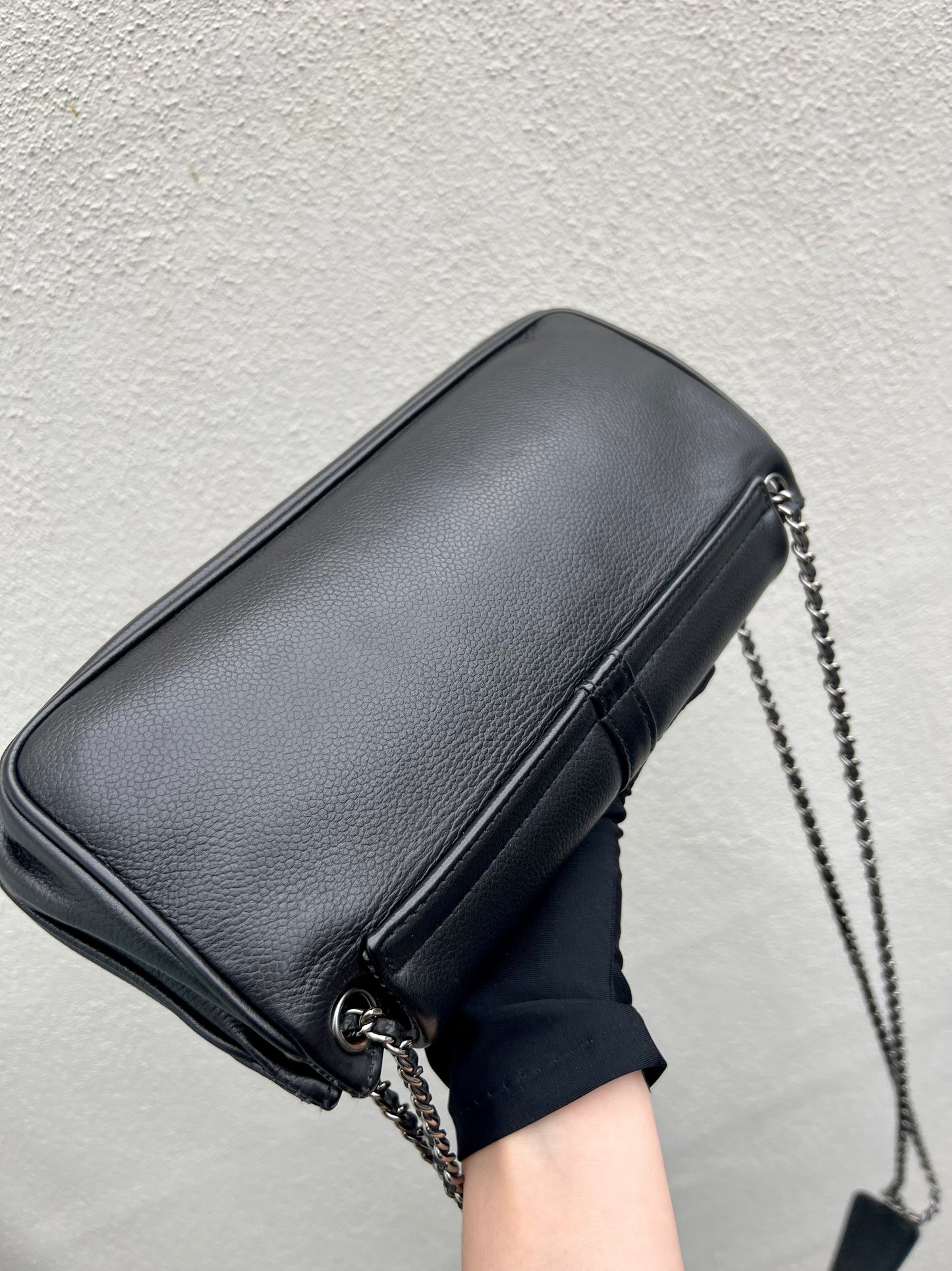 Pre-loved Chanel 2.55 Black Caviar Leather Shoulder & Crossbody Bag