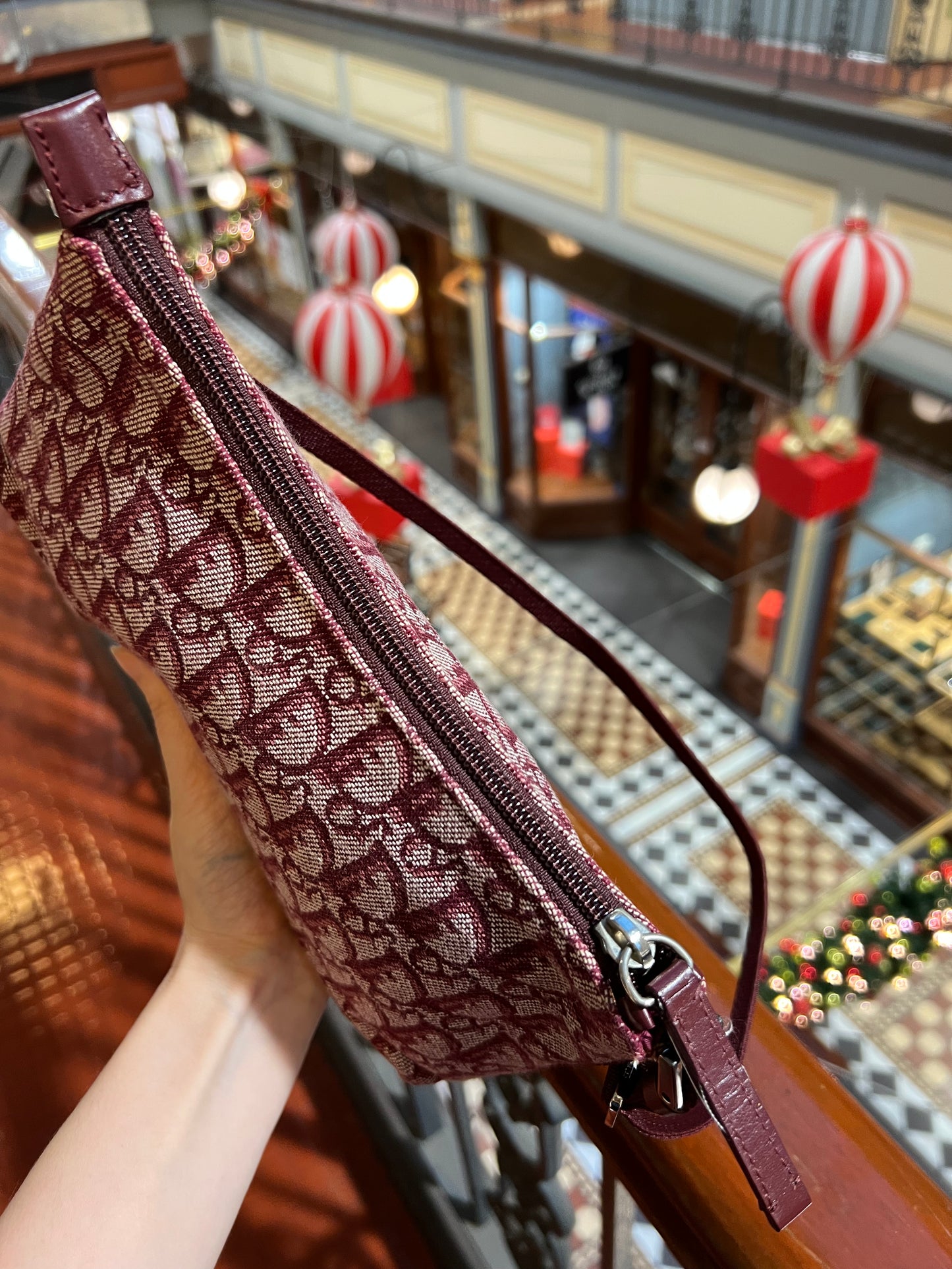 Pre-loved Christian Dior vintage Trotter Shoulder Bag Burgundy