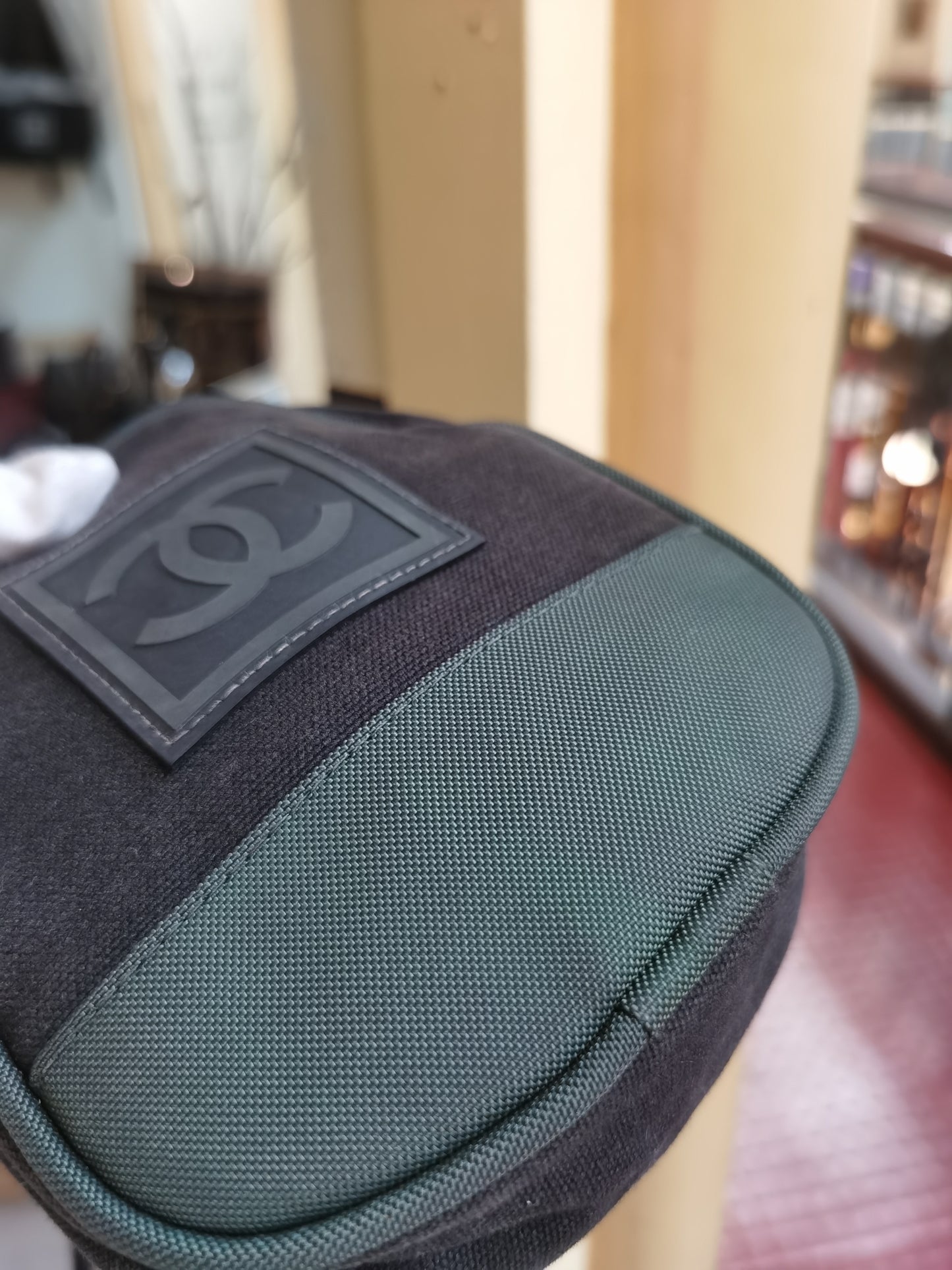 Pre-loved Chanel Vinatge Sport Line Crossbody Bag Black Green